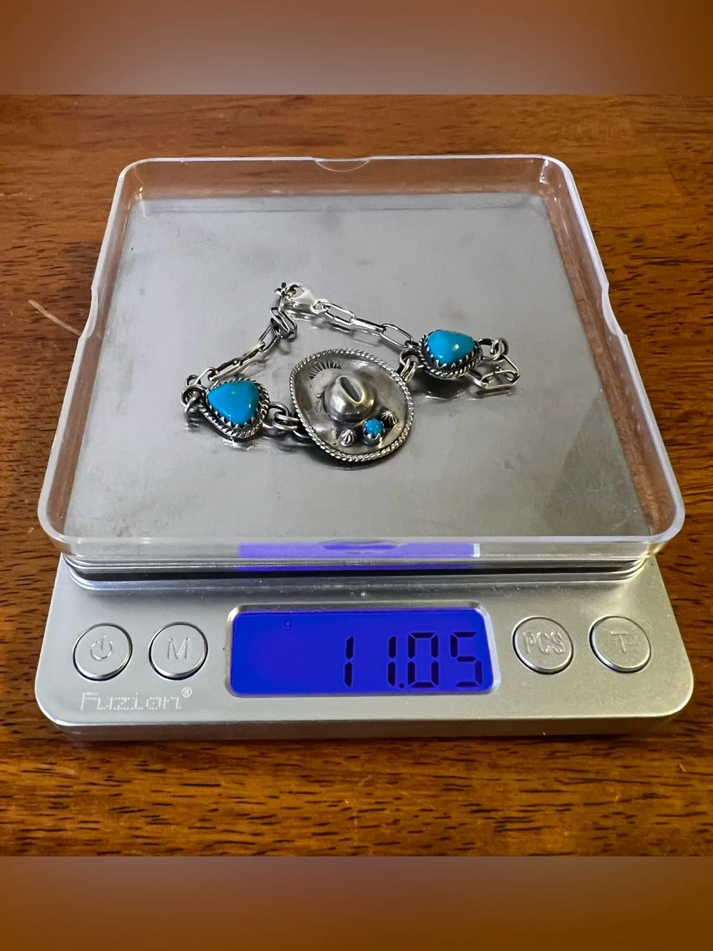 Kingman Turquoise Cowboy Hat Bracelet Sterling Silver Southwestern - Picture 9 of 9